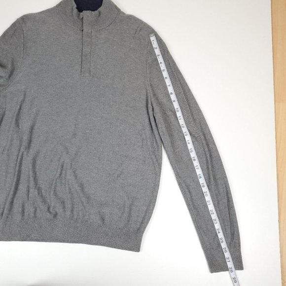 JWN John W Nordstrom grey quarter zip w cashmere - Picture 6 of 9